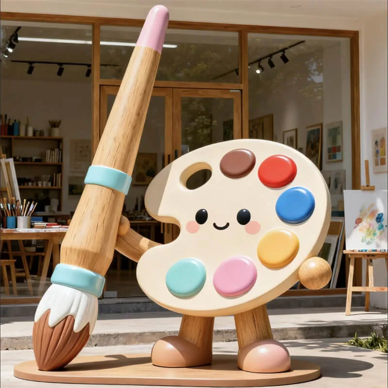 Cute Cartoon Palette Character Fiberglass Sculpture | Outdoor Campus / Art Studio Photo Prop, Kids’ Park Traffic Booster — view 3