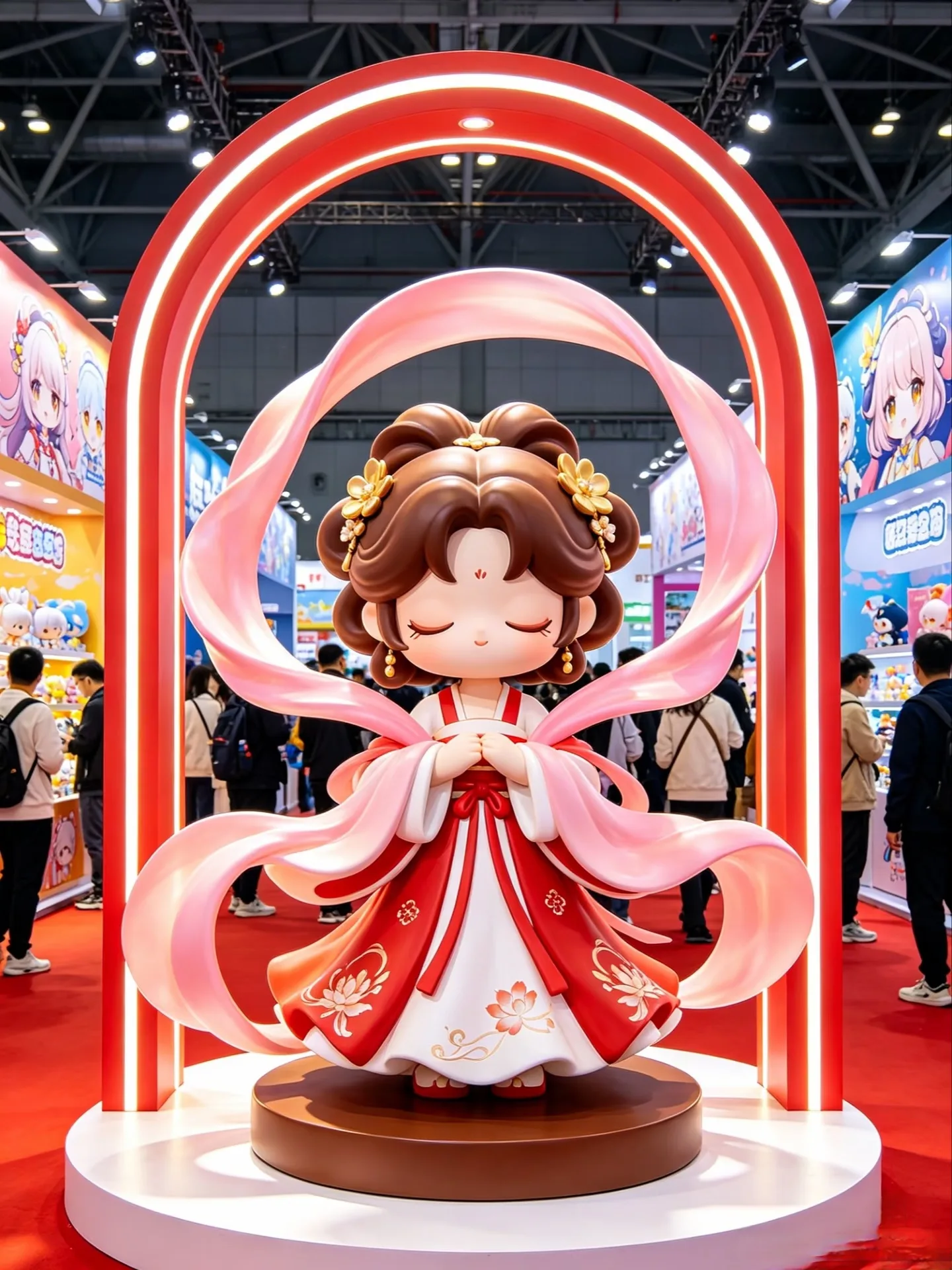 Cute Chinese Hanfu Maiden Fiberglass Statue For Toy Exhibition Booth Display