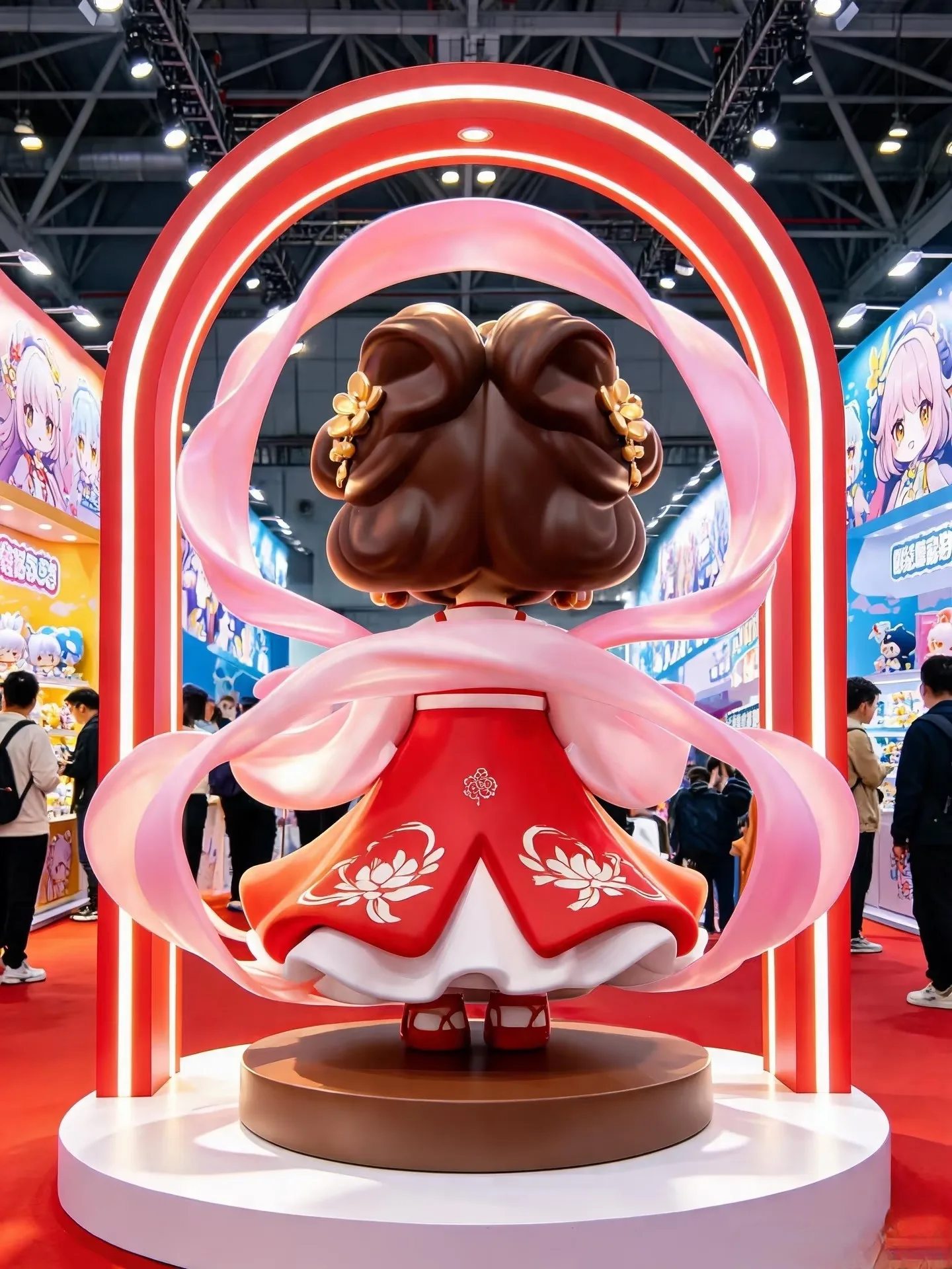 Cute Chinese Hanfu Maiden Fiberglass Statue For Toy Exhibition Booth Display — view 3