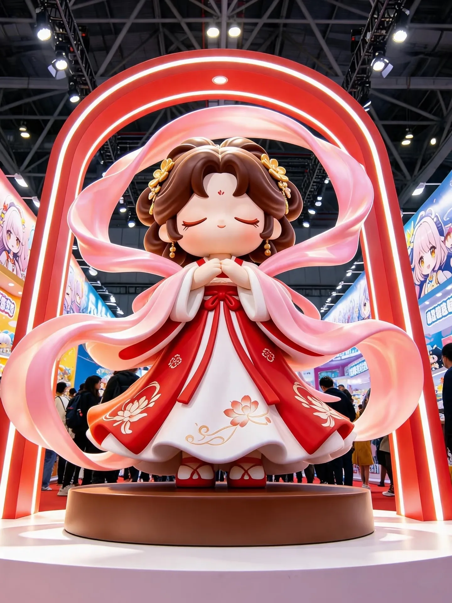 Cute Chinese Hanfu Maiden Fiberglass Statue For Toy Exhibition Booth Display — view 5