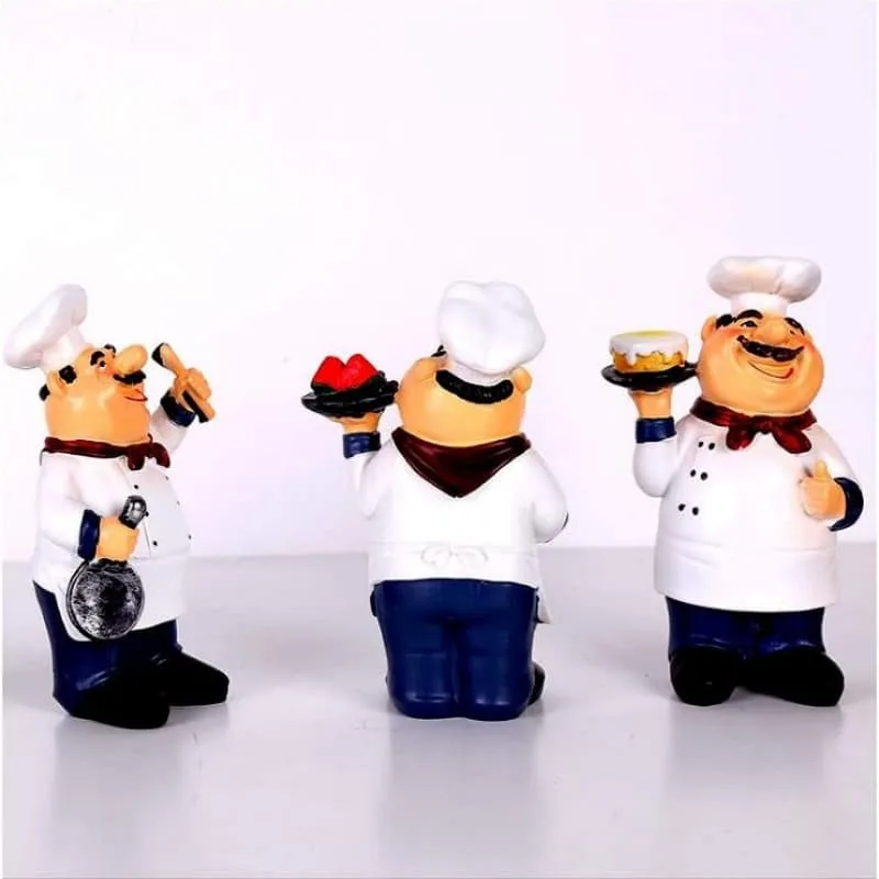Cute Chubby Chef Figurine Set For Kitchen And Restaurant Decor Display — view 4
