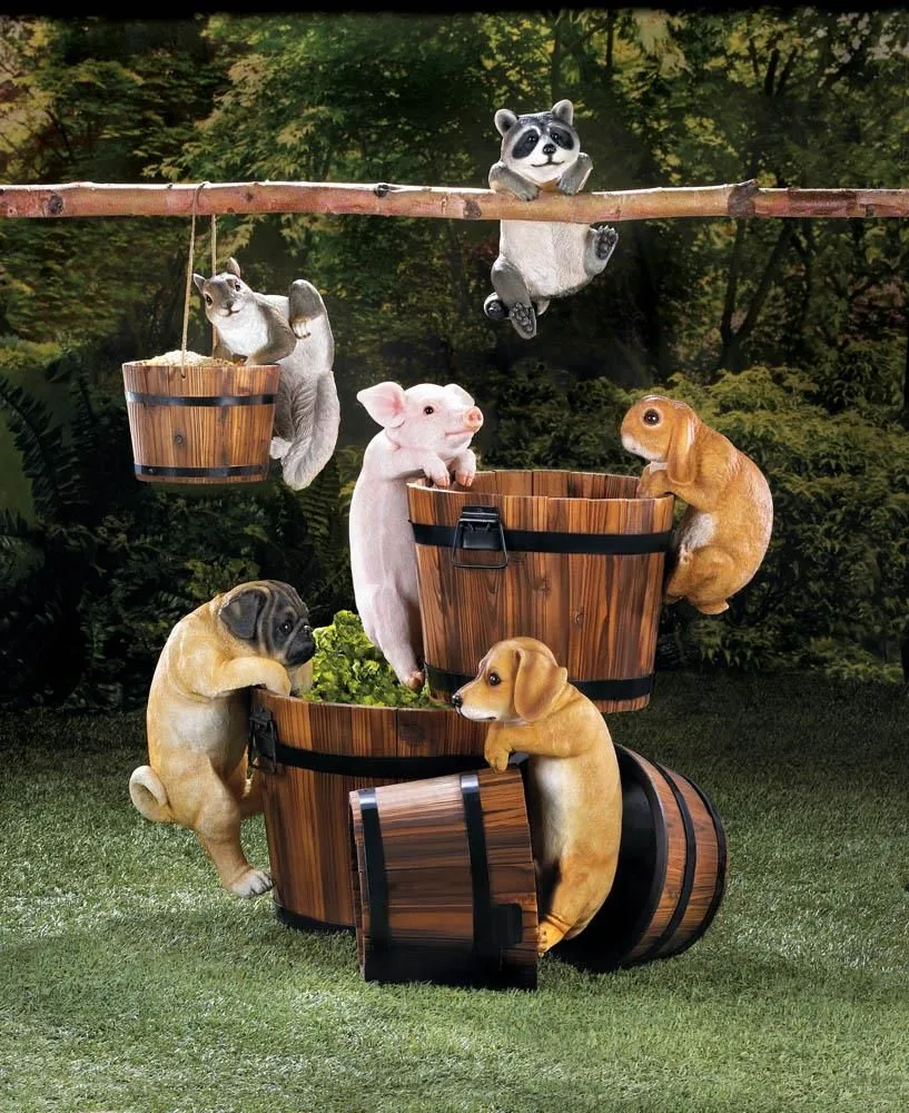 Cute Climbing Animal Fiberglass Sculpture for Garden Fence & Yard Decor — view 2