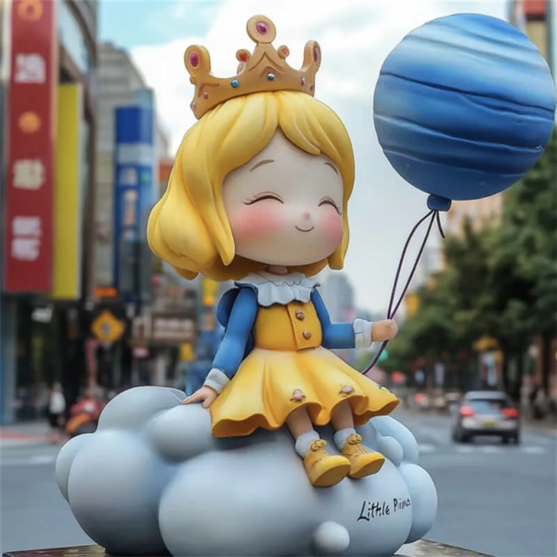 Cute Fiberglass Little Prince Cloud & Balloon Sculpture | Classic IP Cartoon Display, Perfect for Mall / Kids’ Park Attraction — view 4