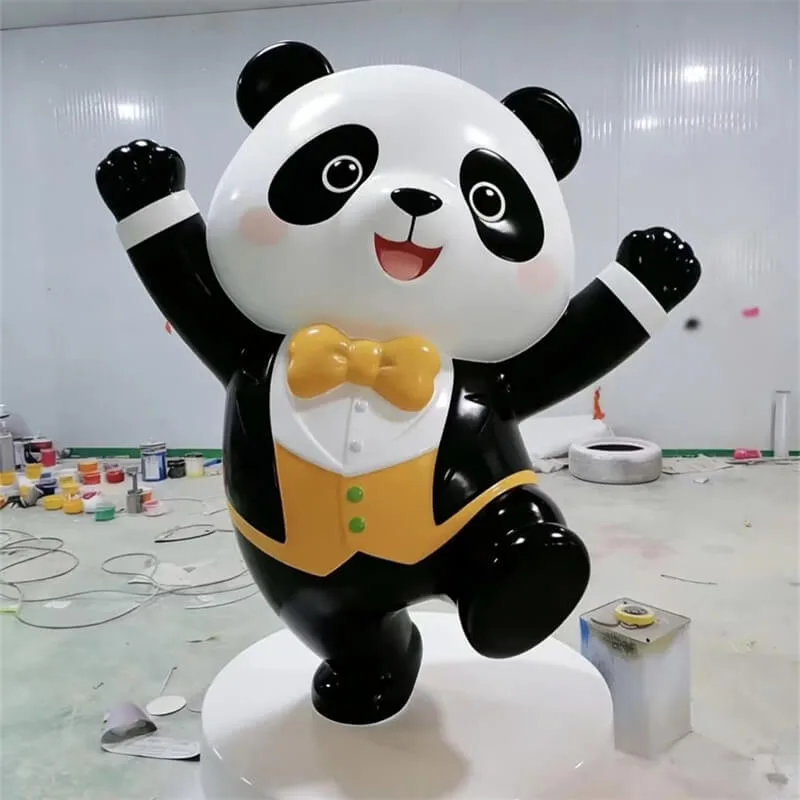 Cute Gentleman Panda Fiberglass Sculpture – An Internet-Famous Photo Check-in & Decorative Installation for Cultural Tourism Areas — view 3