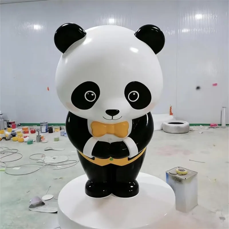Cute Gentleman Panda Fiberglass Sculpture – An Internet-Famous Photo Check-in & Decorative Installation for Cultural Tourism Areas — view 4