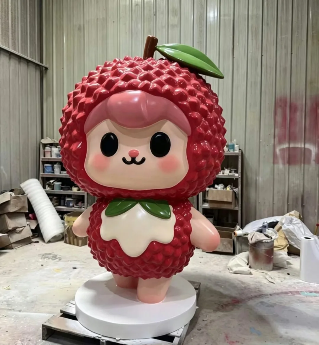 Cute Lychee Mascot Fiberglass Sculpture for Retail & Events