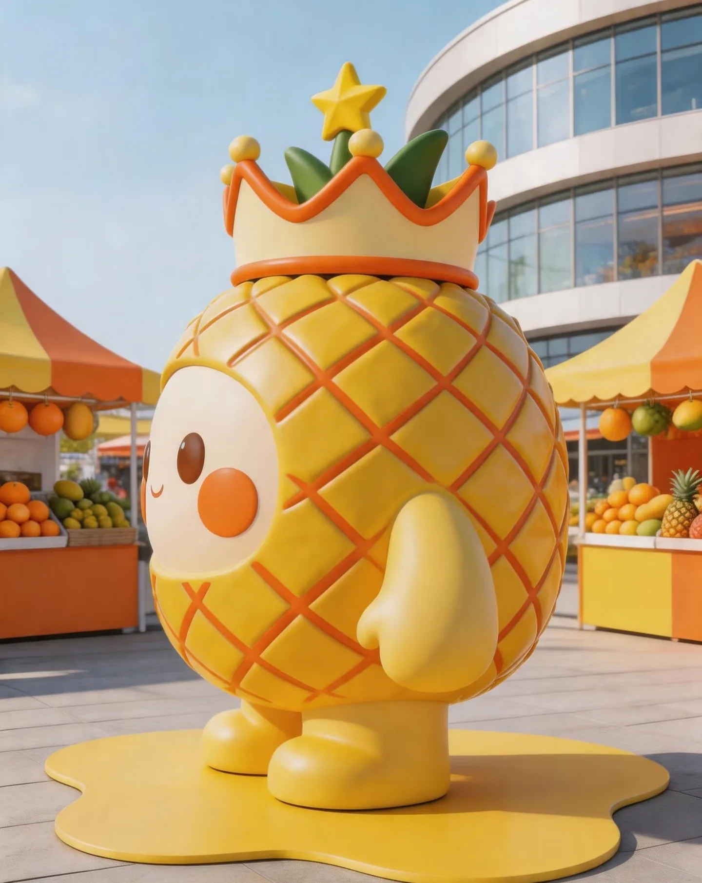 Cute Pineapple Mascot Fiberglass Sculpture for Outdoor Commercial Spaces — view 4