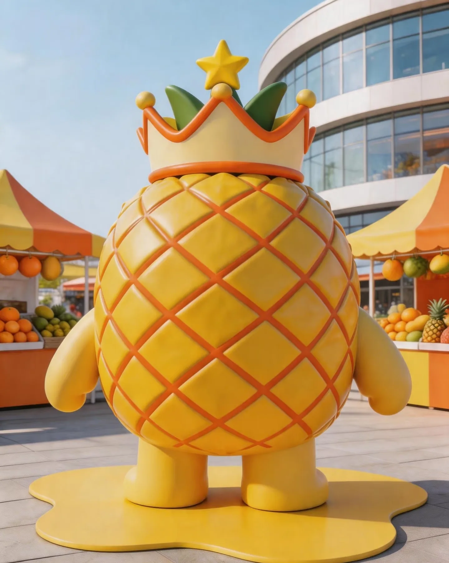 Cute Pineapple Mascot Fiberglass Sculpture for Outdoor Commercial Spaces — view 3