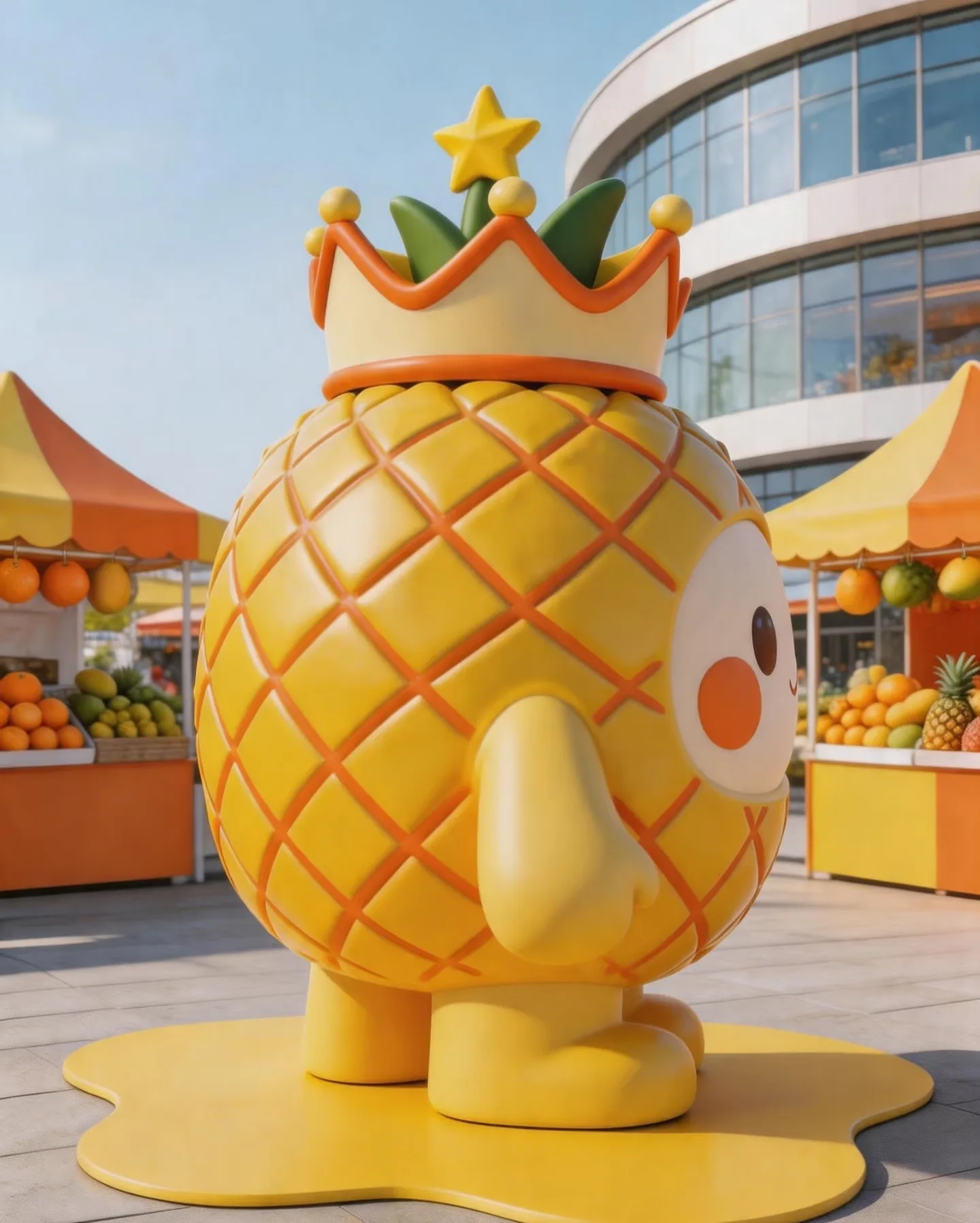 Cute Pineapple Mascot Fiberglass Sculpture for Outdoor Commercial Spaces — view 2