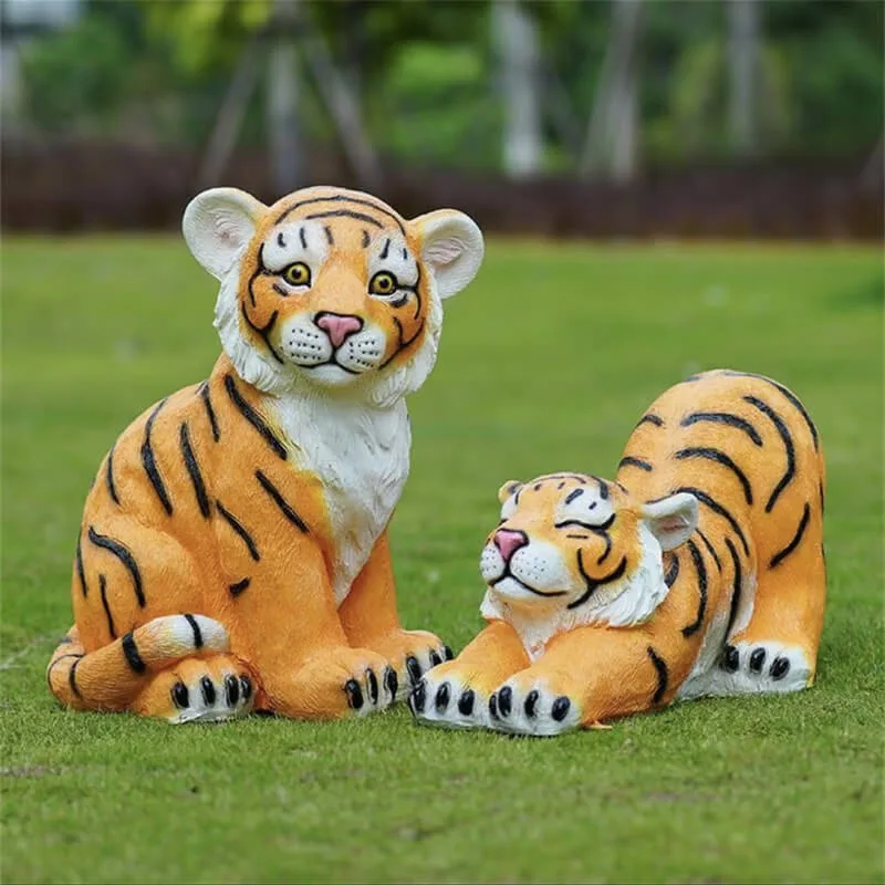 Cute Realistic Baby Tiger Fiberglass Sculpture | Viral Landscape Decor for Outdoor Gardens & Scenic Spots — view 4