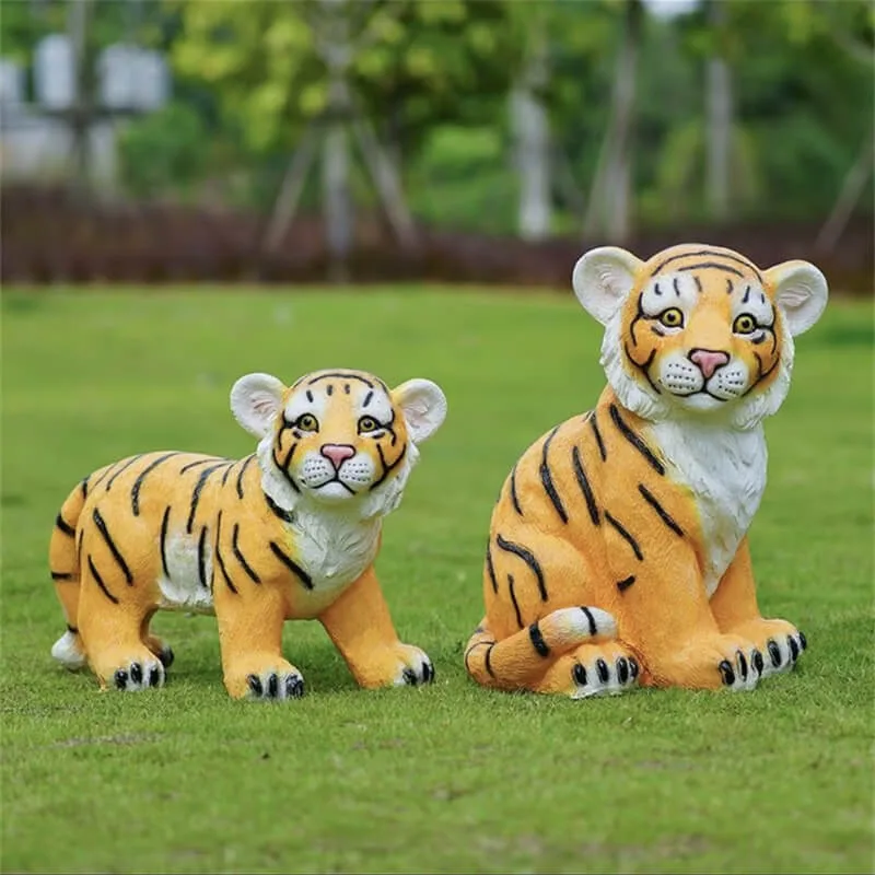Cute Realistic Baby Tiger Fiberglass Sculpture | Viral Landscape Decor for Outdoor Gardens & Scenic Spots — view 3