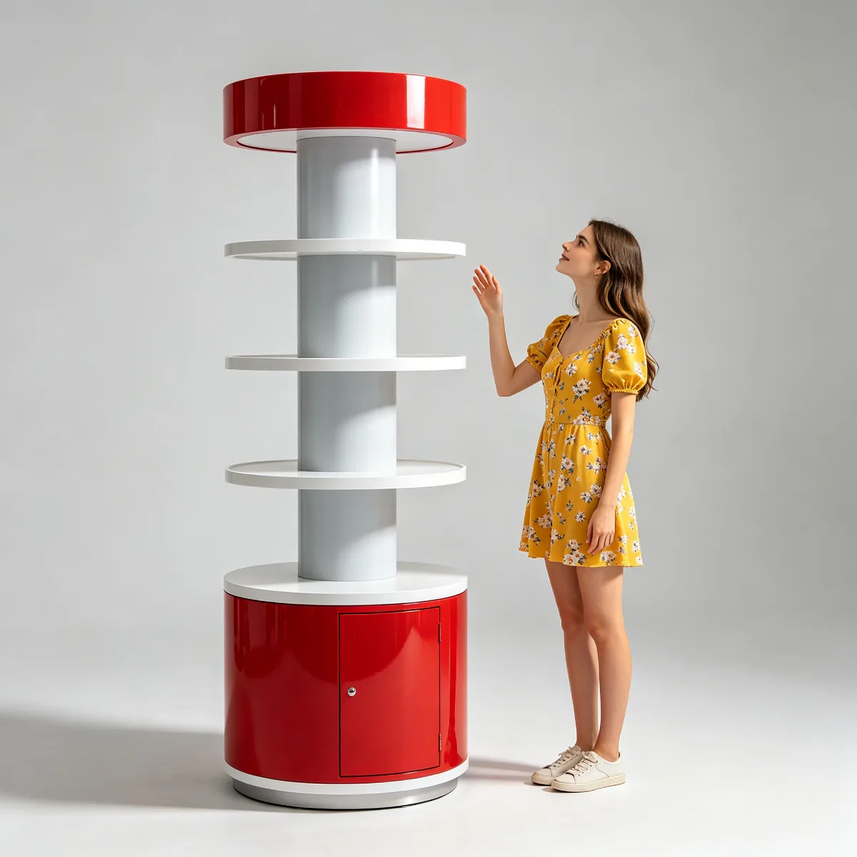Cylindrical Candy Display Pillar Cabinet Round Shelf Tower for Retail Stores — view 4