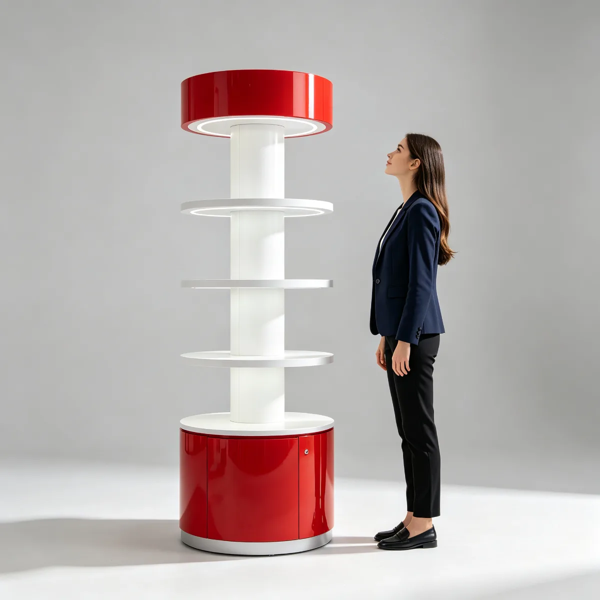 Cylindrical Candy Display Pillar Cabinet Round Shelf Tower for Retail Stores — view 3