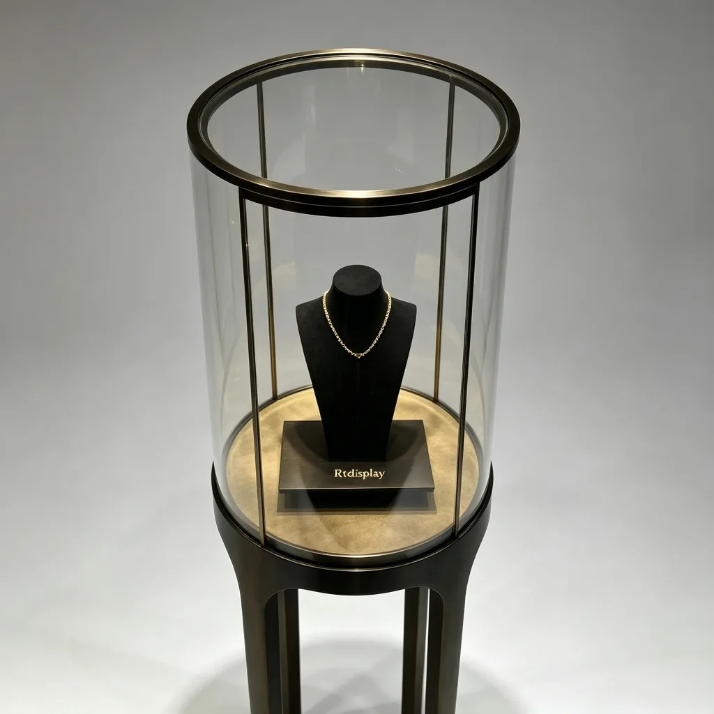 Dark Bronze Cylindrical Glass Jewelry Tower 4 Slender Leg Display Stand — view 4