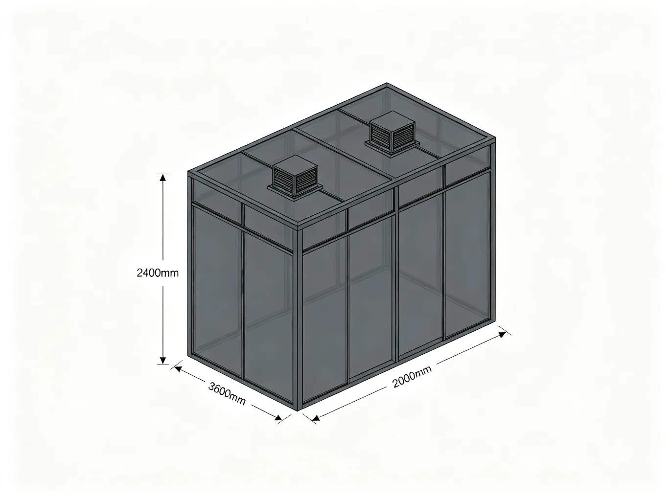 Dark Gray Steel Outdoor Smoking Cabin with Smoke Extraction System and Bench Seating 3600mm — product detail 1