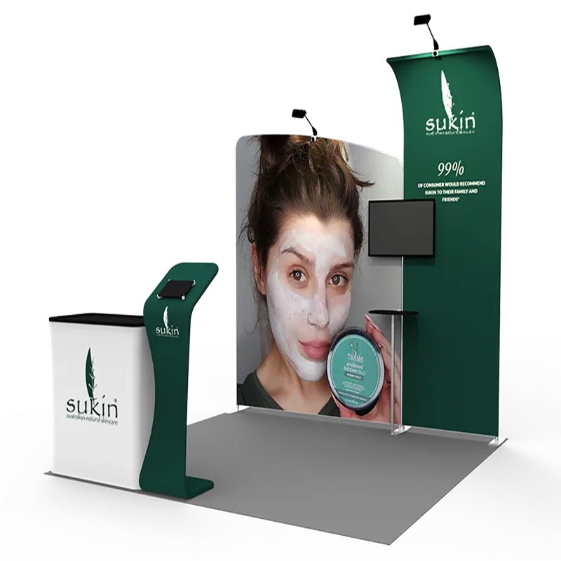 Dark green exhibition stand design skincare product display on sale — view 4