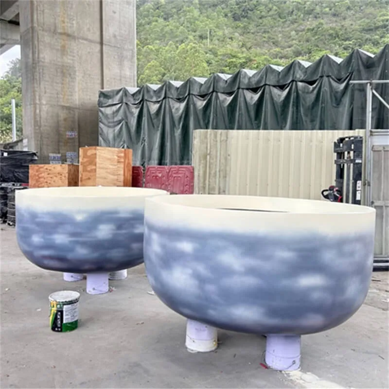 Ding-Shaped Gradient FRP Planter Large Outdoor Landscape Decorative Flower Pot — view 3