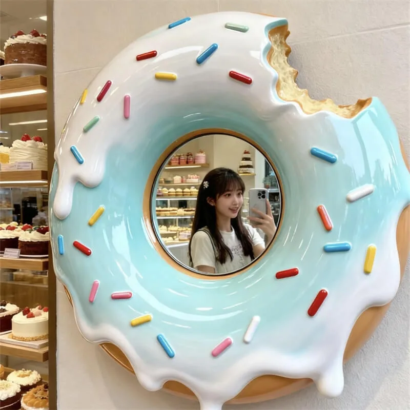 Donut Mirror, FRP Material, Viral Dessert Shop Selfie Wall Mirror, Mall Photo Spot Decor — view 4