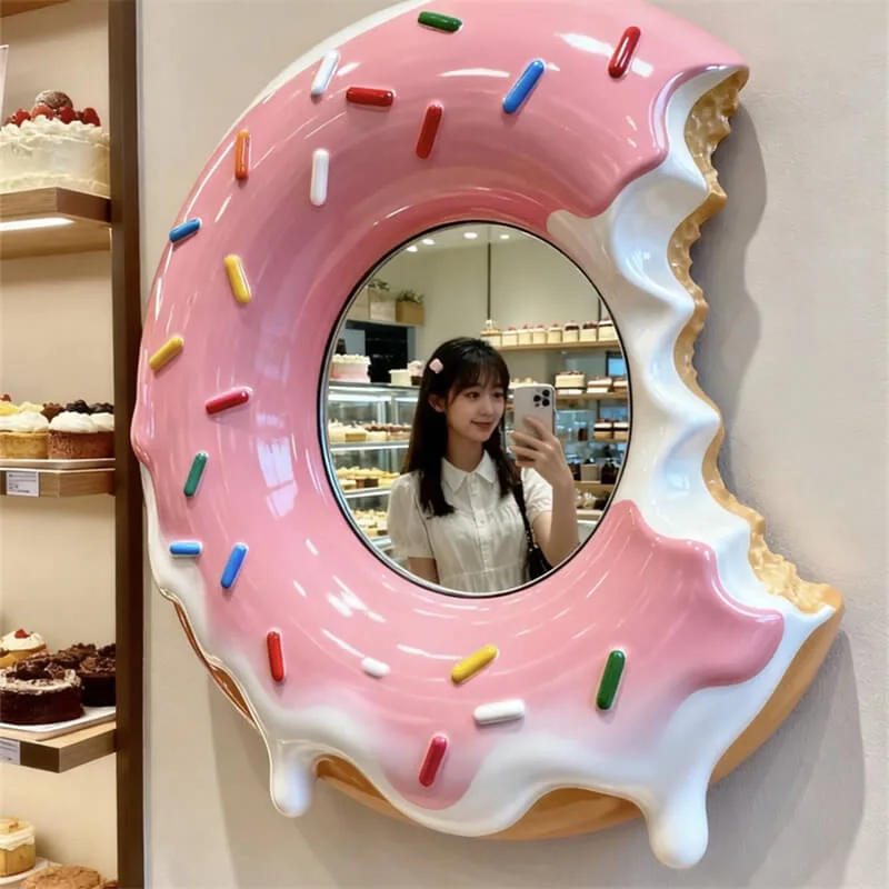 Donut Mirror, FRP Material, Viral Dessert Shop Selfie Wall Mirror, Mall Photo Spot Decor — view 3