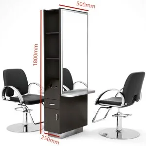 Double‑Sided Salon Mirror Station with Side Storage for Hair Beauty Salon — product detail 1