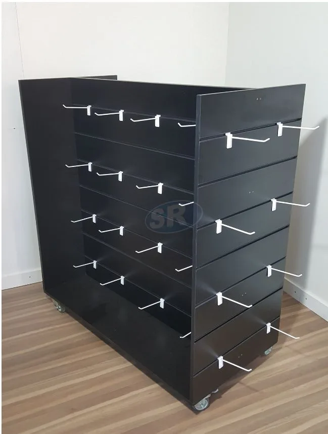 Double‑Sided Slatwall Display Stand With Metal Hooks For Retail Merchandise — view 2