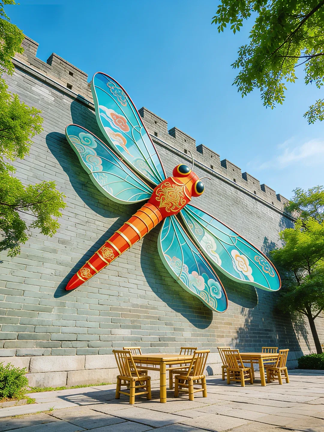 Dragonfly Fiberglass Wall Sculpture For Ancient Town Holiday Wall Landscape Decor — view 4