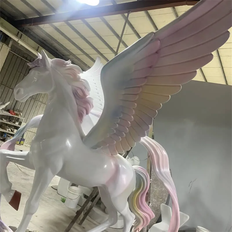 Dreamy Gradient Wing Fiberglass Pegasus Sculpture | Viral Aesthetic Pegasus Sculpture, Custom Landscape Decor for Malls and Scenic Spots — view 4