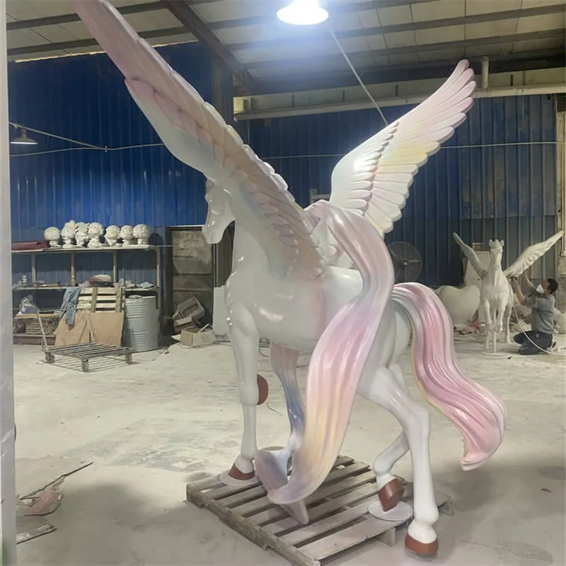 Dreamy Gradient Wing Fiberglass Pegasus Sculpture | Viral Aesthetic Pegasus Sculpture, Custom Landscape Decor for Malls and Scenic Spots — view 3