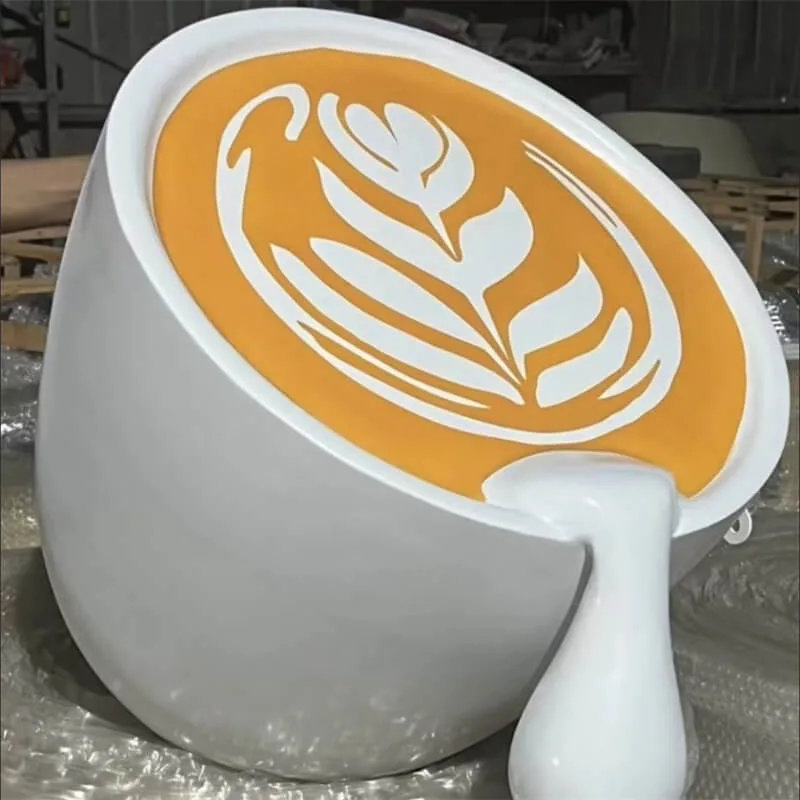 Dripping Effect Coffee Cup Sculpture | Exclusive IP Fiberglass Art Installation for Coffee Shops — view 3