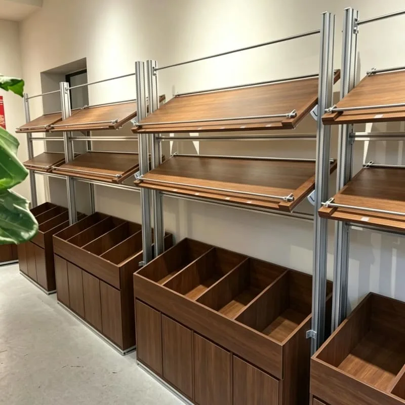 Durable wooden bread display rack multi-tier design for bakery store — view 5