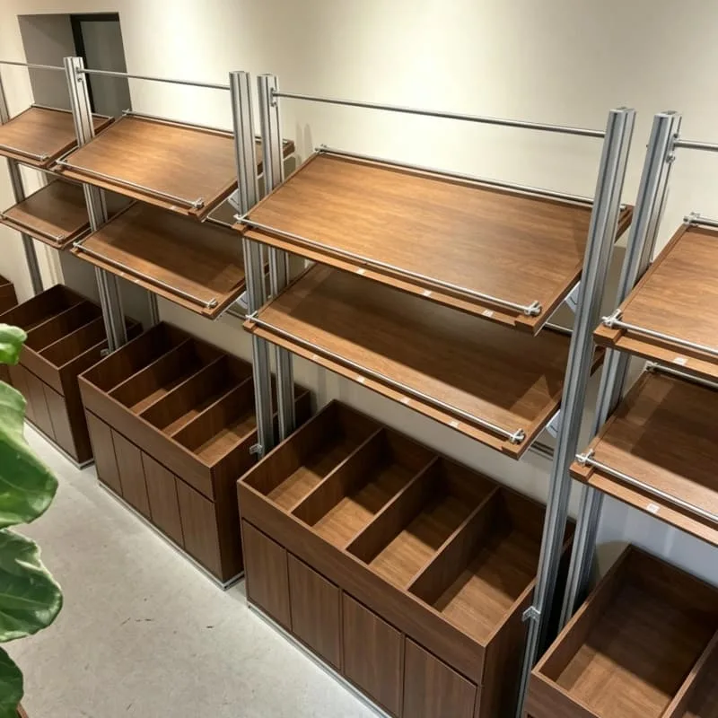 Durable wooden bread display rack multi-tier design for bakery store — view 4