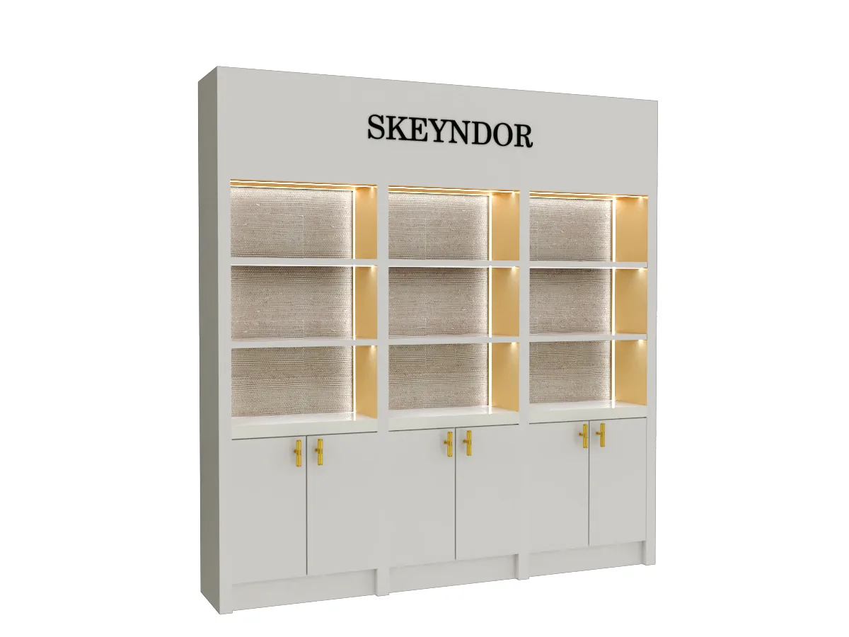 Elegant Cosmetics Wall Cabinet Design Layered Cosmetic Display Cabinet on Sale — view 5