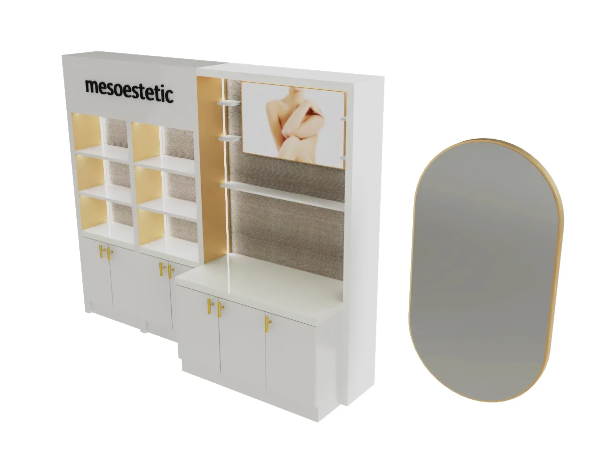 Elegant Cosmetics Wall Cabinet Design Layered Cosmetic Display Cabinet on Sale — view 3
