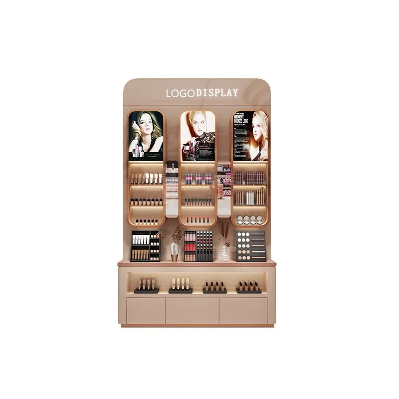 Elegant Illuminated Cosmetics Display Cabinet & Style Meets Function Showcase