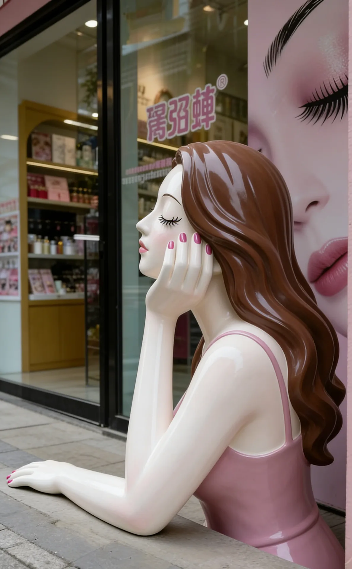 Elegant Lash Lady Fiberglass Sculpture: A High-End Beauty Studio Centerpiece — view 3