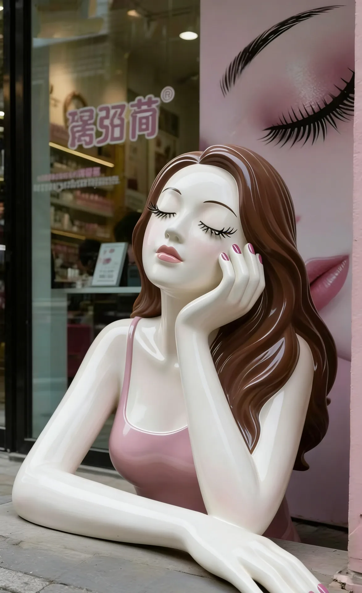 Elegant Lash Lady Fiberglass Sculpture: A High-End Beauty Studio Centerpiece — view 2
