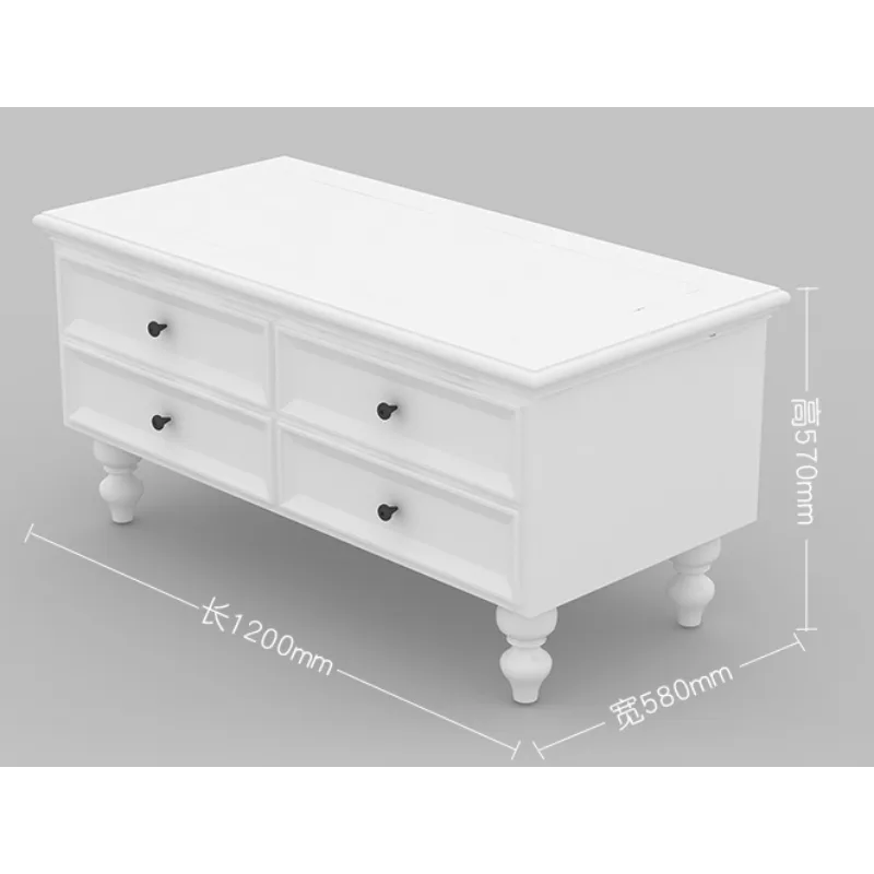 European style white paint display table Clothing and shoe display cabinet — view 3