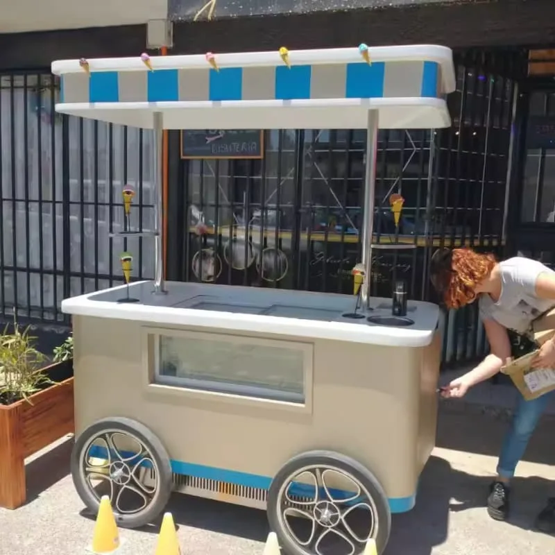 Eye‑catching Purple Wheeled Ice Cream Cart With Canopy For Business Solutions — view 3