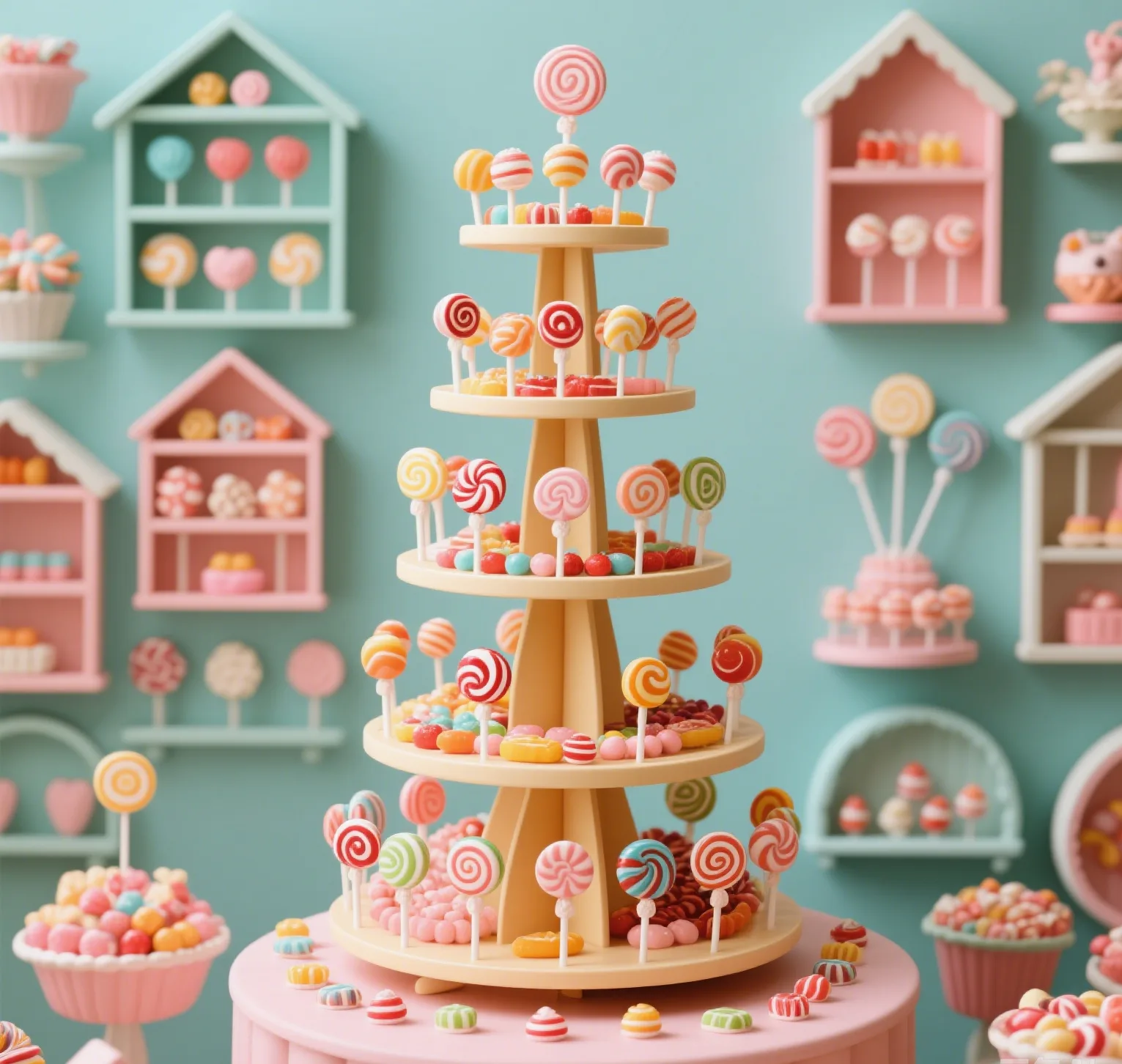 Eye-catching round candy display rack custom design candy retail cabinet in hot sale — view 3