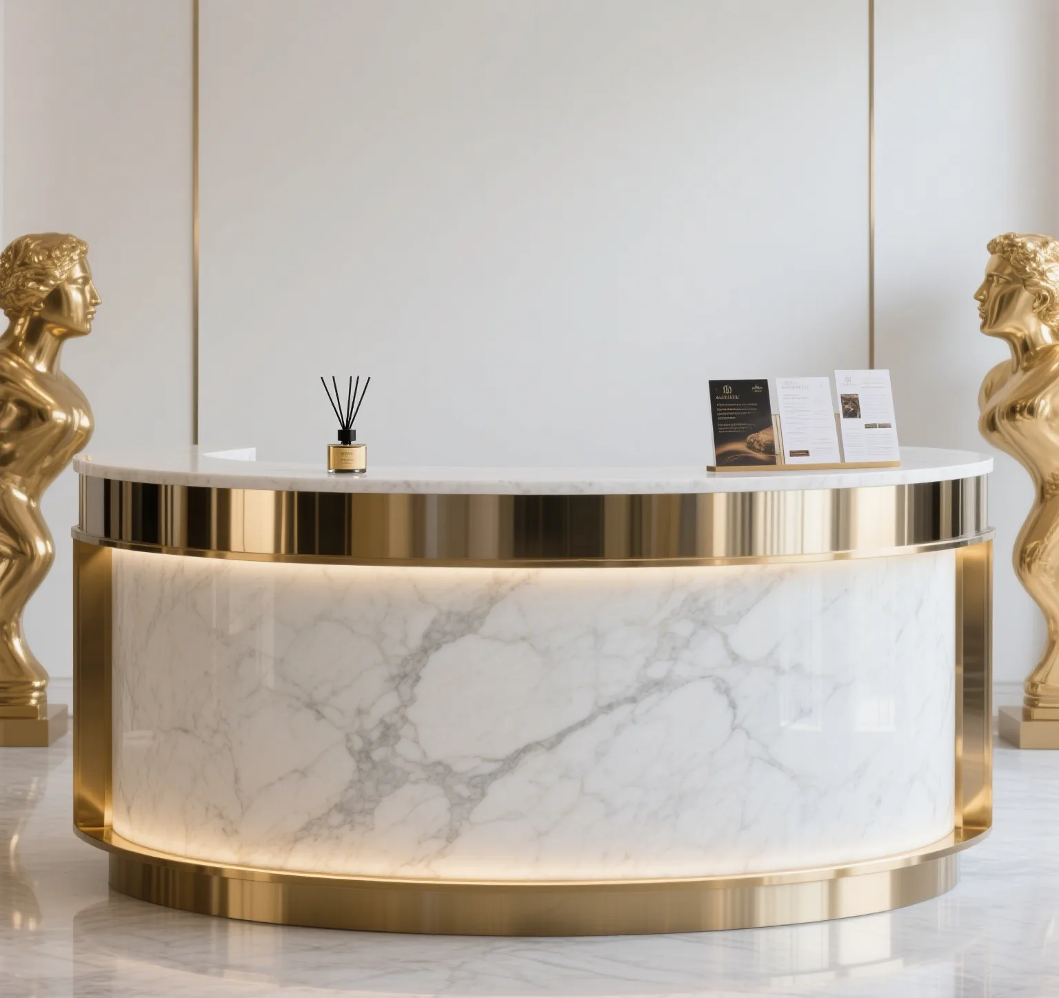 Fashion simple artificial stone reception desk design nail Salon reception desk — view 3