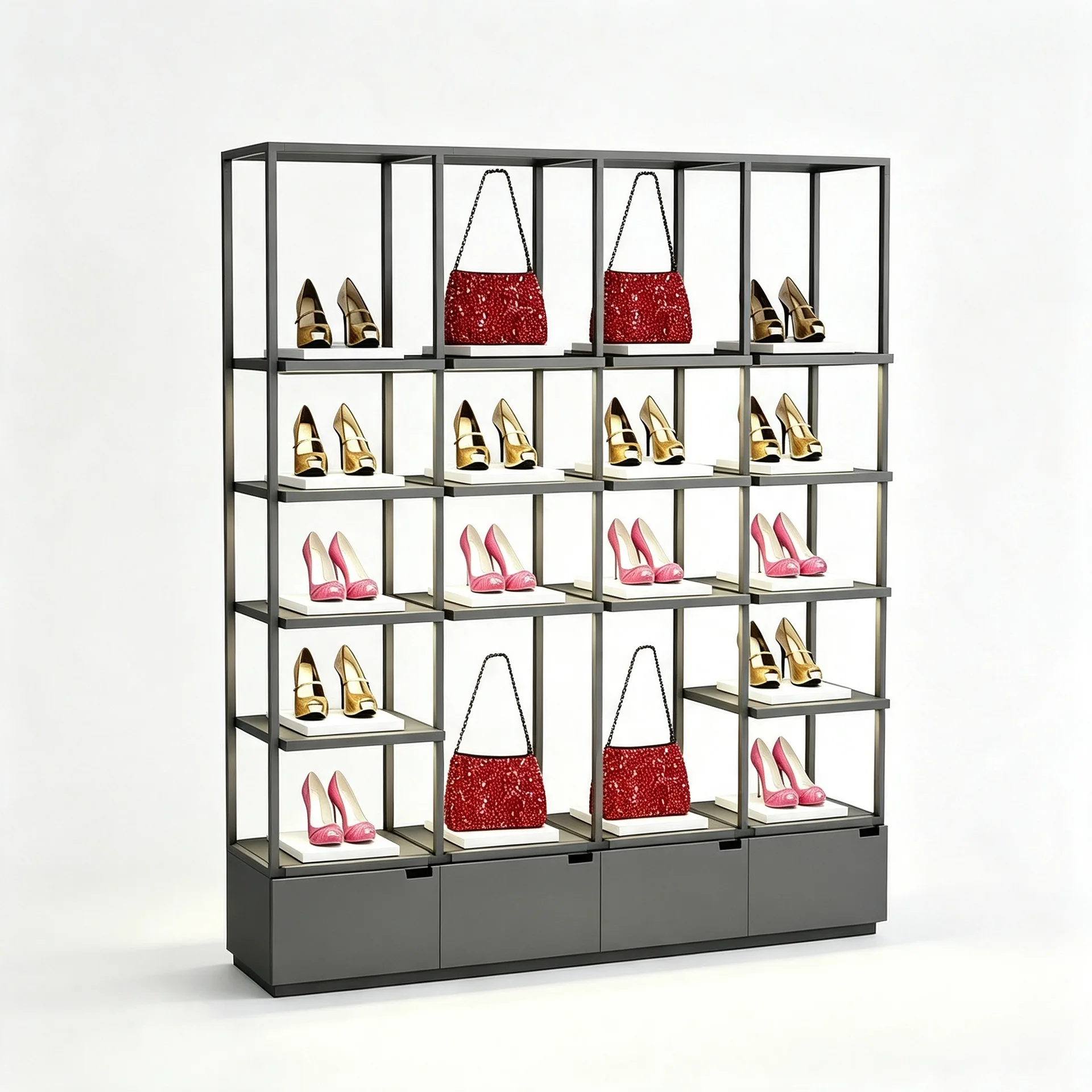 Fashion Wall Mount Display Unit for Shoes, Purses & Handbags