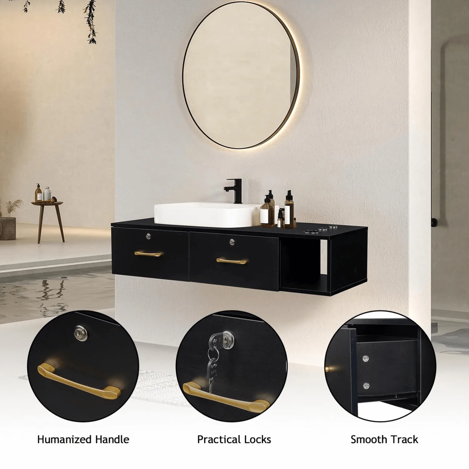 Fashion Wall Mounted Styling Stations custom floating makeup table — view 4