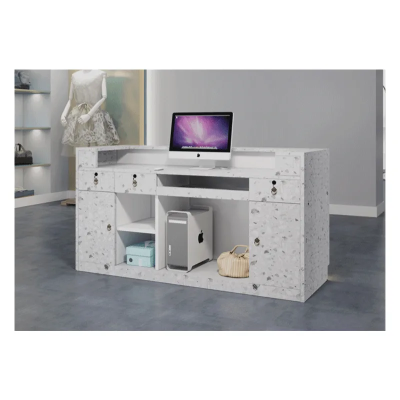 Fashion white reception desk custom hair salon reception desk — view 3