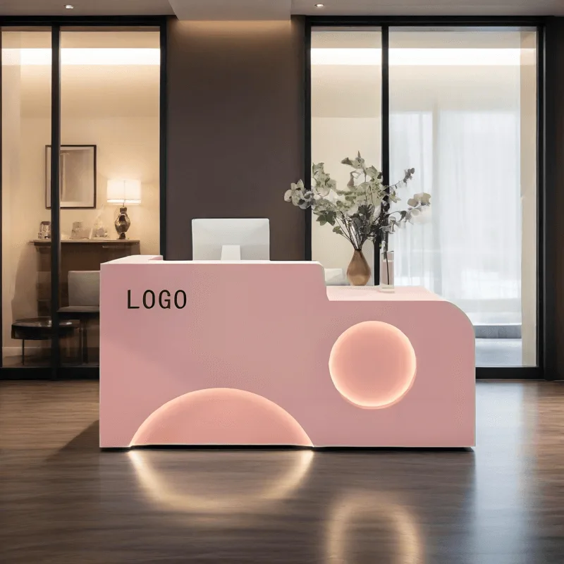 Fashionable hollow design office reception desk & service consultation front desk — view 3