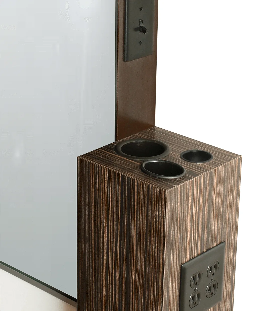 Fashionable wall-mounted styling station with mirror & mobile storage cabinet — view 3