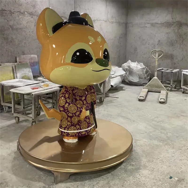 Fiberglass Ancient Style Cartoon Dog Sculpture | National Trend IP Mascot for Restaurants and Mall Decor — view 2