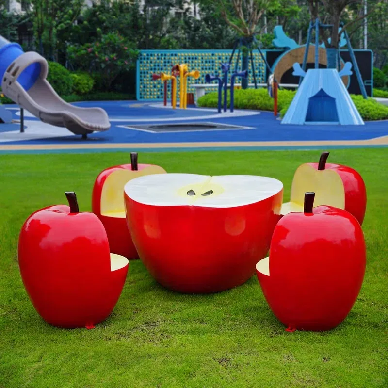 Fiberglass Apple-Shaped Play Seats | Durable, Kid-Friendly & Customizable — view 2