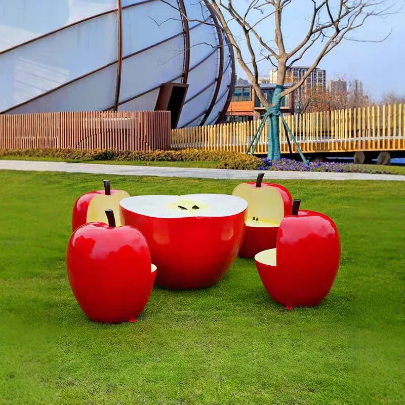 Fiberglass Apple-Shaped Play Seats | Durable, Kid-Friendly & Customizable — view 3
