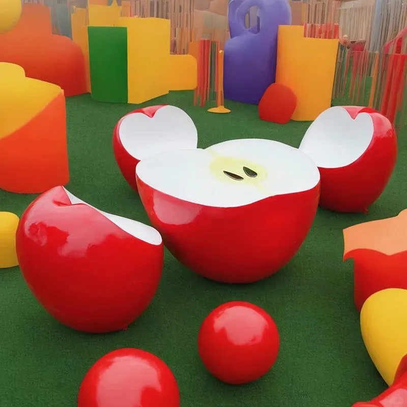 Fiberglass Apple-Shaped Play Seats | Durable, Kid-Friendly & Customizable