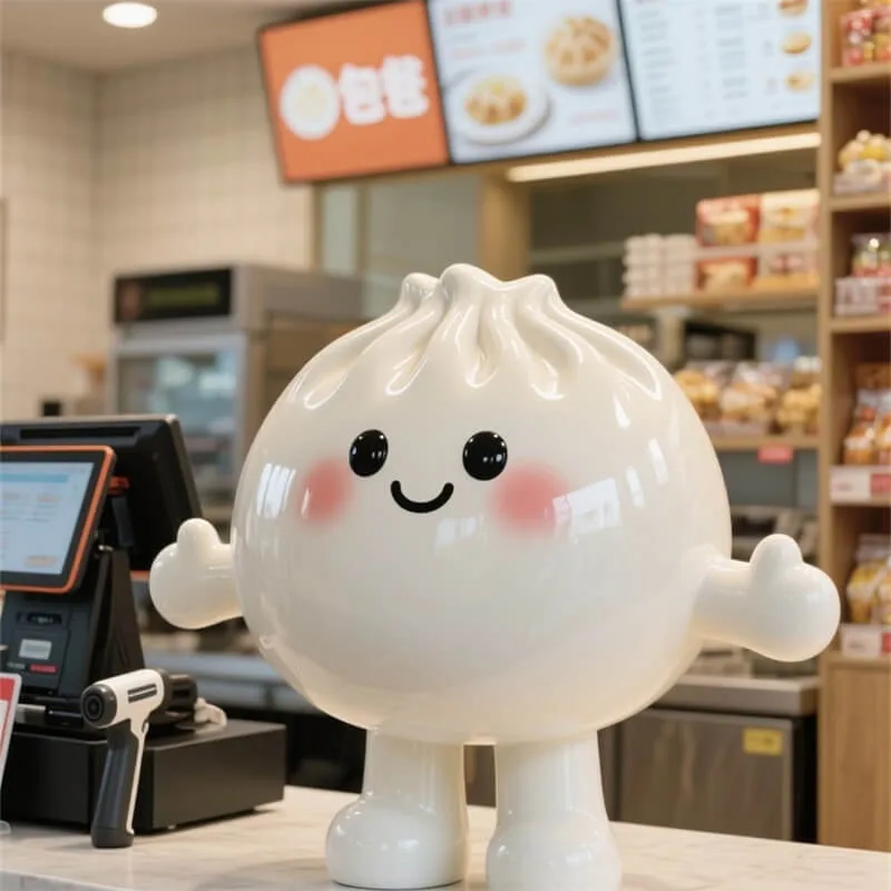 Fiberglass Bao Sculpture｜Cute IP Figure for Restaurant Check-in & Foot Traffic Boost! — view 3